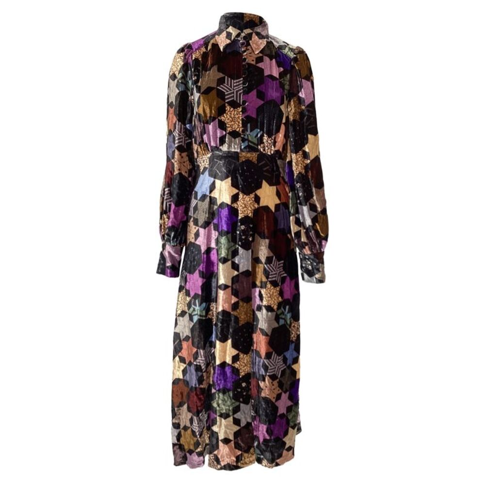 Sea New York Estrella Star Print Midi Dress in Multicolor Velvet